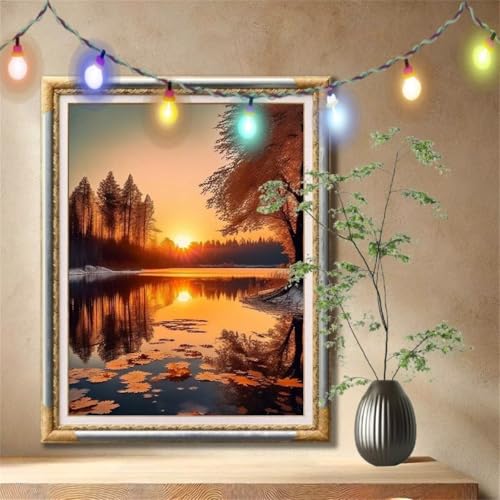 Diamant Painting Bilder für Erwachsene, 5D DIY Diamond Painting Kinder, Landschaft,Sonnenuntergang Full Drill Cross Stickerei Malerei Kits Nach Zahlen für Wohnzimmer, Zuhause Dekor (70x90cm) 59N-26 von LeiDong