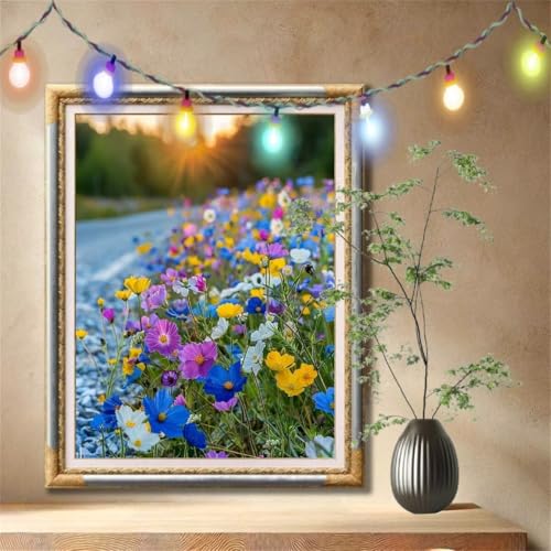 Diamant Painting Bilder für Erwachsene, 5D DIY Diamond Painting Kinder, Landschaften,Wildblumen Full Drill Cross Stickerei Malerei Kits Nach Zahlen für Wohnzimmer, Zuhause Dekor (80x107cm) 59N-1787 von LeiDong