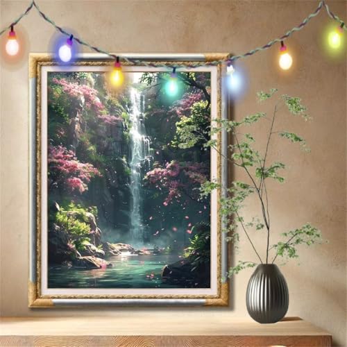 Diamant Painting Bilder für Erwachsene, 5D DIY Diamond Painting Kinder, Wasserfall,Landschaft Full Drill Cross Stickerei Malerei Kits Nach Zahlen für Wohnzimmer, Zuhause Dekor (100x133cm) 59N-1429 von LeiDong
