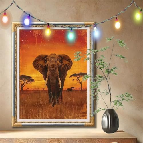 Diamant Painting Bilder für Erwachsene,5D DIY Diamond Painting Kinder,Landschaft,Elefant Full Drill Cross Stickerei Malerei Kits Nach Zahlen für Wanddeko,Zuhause Dekor Geschenke (50x70cm) 59N-584 von LeiDong