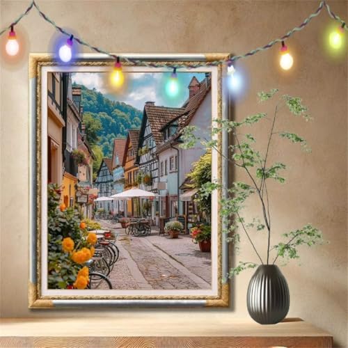 Diamant Painting Bilder für Erwachsene,5D DIY Diamond Painting Kinder,Landschaft,Straße Full Drill Cross Stickerei Malerei Kits Nach Zahlen für Wanddeko,Zuhause Dekor Geschenke (80x107cm) 59N-1347 von LeiDong
