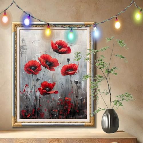 Diamant Painting Bilder für Erwachsene,5D DIY Diamond Painting Kinder,Mohn,Blume Full Drill Cross Stickerei Malerei Kits Nach Zahlen für Wohnzimmer,Wanddeko,Zuhause Dekor Geschenke 40x50cm 59N-543 Diamant Painting Bilder für Erwachsene,5D DIY Diamond Painting Kinder,Mohn,Blume Full Drill Cross Stickerei Malerei Kits Nach Zahlen für Wohnzimmer,Wanddeko,Zuhause Dekor Geschenke 40x50cm 59N-543 von LeiDong