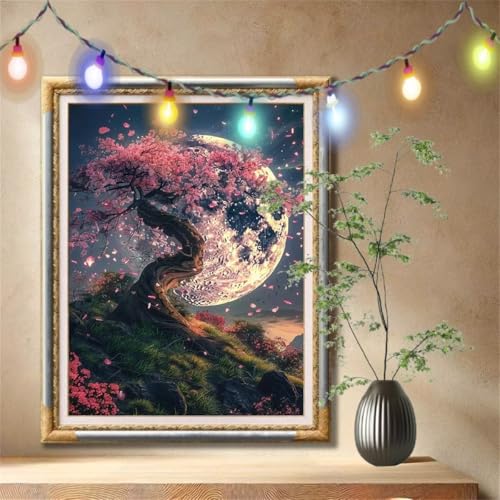 Diamant Painting Bilder für Erwachsene,5D DIY Diamond Painting Kinder,Mond,Sakura Full Drill Cross Stickerei Malerei Kits Nach Zahlen für Wohnzimmer,Wanddeko,Zuhause Dekor Geschenke 70x90cm 59N-1586 Diamant Painting Bilder für Erwachsene,5D DIY Diamond Painting Kinder,Mond,Sakura Full Drill Cross Stickerei Malerei Kits Nach Zahlen für Wohnzimmer,Wanddeko,Zuhause Dekor Geschenke 70x90cm 59N-1586 von LeiDong