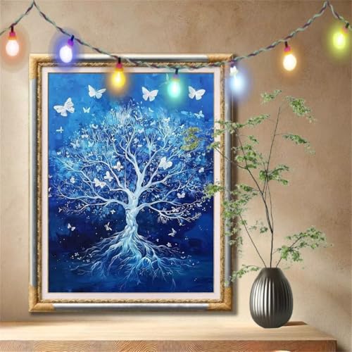 Diamant Painting Bilder für Erwachsene,5D DIY Diamond Painting Kinder,Schmetterling,Baum Full Drill Cross Stickerei Malerei Kits Nach Zahlen für Wanddeko,Zuhause Dekor Geschenke (30x40cm) 59N-462 von LeiDong