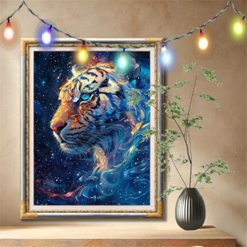 Diamant Painting Bilder für Erwachsene,5D DIY Diamond Painting Kinder,Tiger,Sternenhimmel Full Drill Cross Stickerei Malerei Kits Nach Zahlen für Wanddeko,Zuhause Dekor Geschenke (60x80cm) 59N-985 von LeiDong