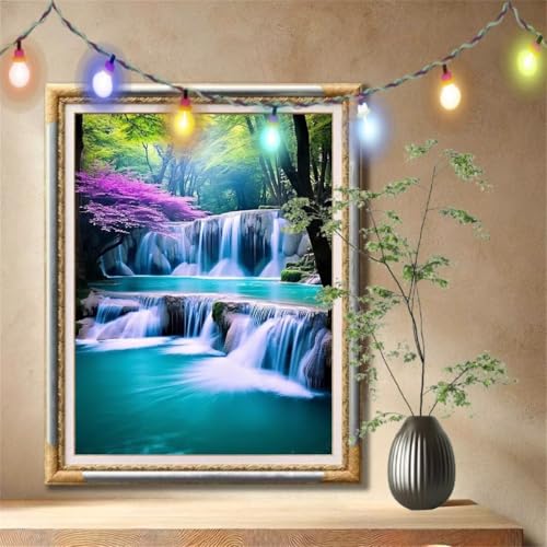 Diamond Painting Erwachsene,5D Bäume,Wasserfälle Diamant Painting Bilder für Kinder, DIY Diamant Kristall Strass Mosaik Kreuzstich Bastelset für Schlafzimmer Dekor und Geschenke (40x50cm) 59N-1843 von LeiDong