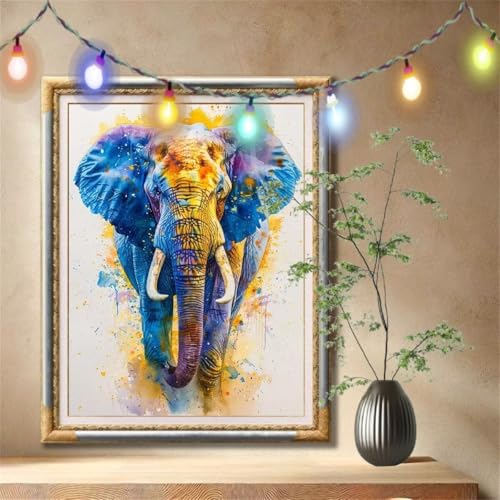 Diamond Painting Erwachsene,5D Bunter Elefant,Tier Diamant Painting Bilder für Kinder, DIY Diamant Kristall Strass Mosaik Kreuzstich Bastelset für Schlafzimmer Dekor und Geschenke (50x70cm) 59N-964 von LeiDong