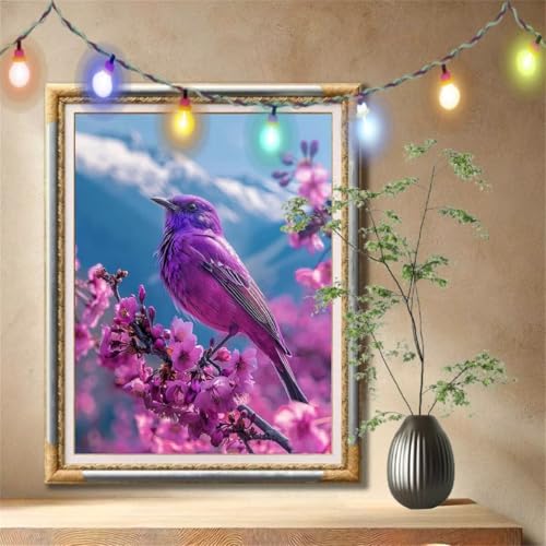 Diamond Painting Erwachsene,5D Kirschblüte,Vogel Diamant Painting Bilder für Kinder, DIY Diamant Kristall Strass Mosaik Kreuzstich Bastelset für Schlafzimmer Dekor und Geschenke (70x90cm) 59N-1166 von LeiDong