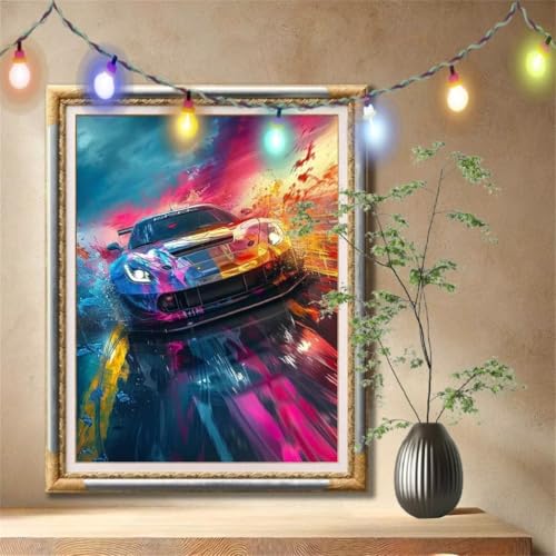 Diamond Painting Erwachsene,5D Landschaften,Bunte Sportwagen Diamant Painting Bilder für Kinder,DIY Diamant Kristall Strass Mosaik Kreuzstich Bastelset für Schlafzimmer Zuhause Dekor 80x107cm 59N-1727 von LeiDong