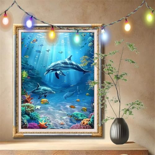 Diamond Painting Erwachsene,5D Ozean,Tier Diamant Painting Bilder für Kinder, DIY Diamant Kristall Strass Mosaik Kreuzstich Bastelset für Schlafzimmer Zuhause Dekor und Geschenke (60x80cm) 59N-725 von LeiDong