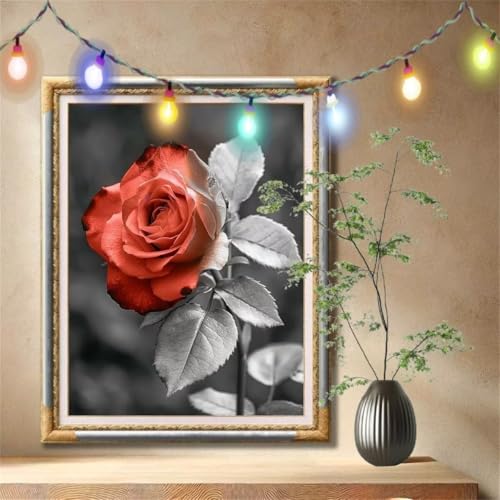 Diamond Painting Erwachsene,5D Rose,Blume Diamant Painting Bilder für Kinder, DIY Diamant Kristall Strass Mosaik Kreuzstich Bastelset für Schlafzimmer Zuhause Dekor und Geschenke (90x120cm) 59N-328 von LeiDong
