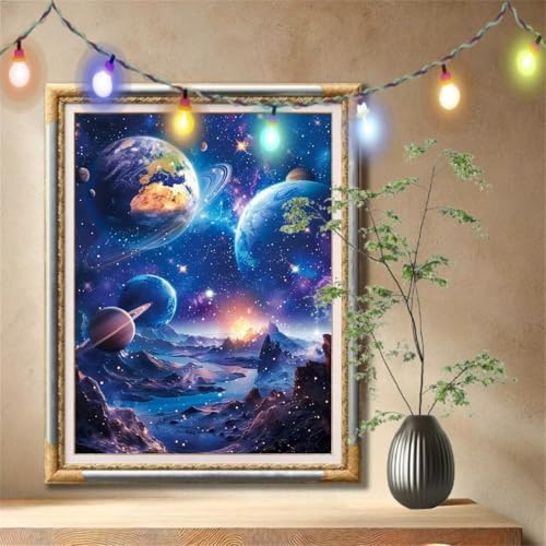 Diamond Painting Erwachsene,5D Sternenhimmel,Erde Diamant Painting Bilder für Kinder, DIY Diamant Kristall Strass Mosaik Kreuzstich Bastelset für Schlafzimmer Dekor und Geschenke (30x40cm) 59N-842 von LeiDong