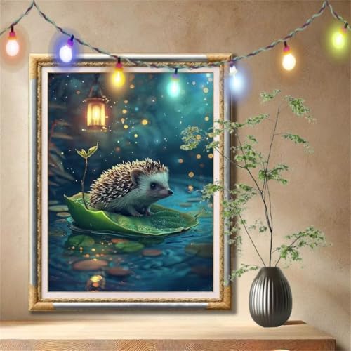 Diamond Painting Erwachsene,5D Tier,Igel Diamant Painting Bilder für Kinder,DIY Diamant Kristall Strass Mosaik Kreuzstich Bastelset für Schlafzimmer Zuhause Dekor und Geschenke (100x133cm) 59N-1249 von LeiDong