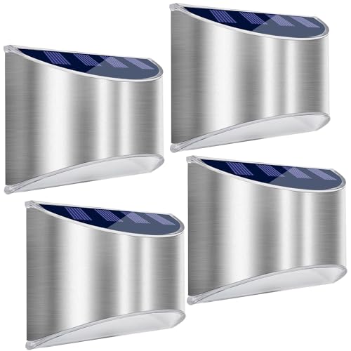 LeiDrail Solarlampen für Außen 4 Stück Edelstahl Solarleuchte LED Wasserdichte Wandleuchte Aussen Weißes Licht Solarlicht Garten Solar wasserdichte Wandleuchte für Wand Post Pathway Garten LeiDrail Solarlampen für Außen 4 Stück Edelstahl Solarleuchte LED Wasserdichte Wandleuchte Aussen Weißes Licht Solarlicht Garten Solar wasserdichte Wandleuchte für Wand Post Pathway Garten von LeiDrail