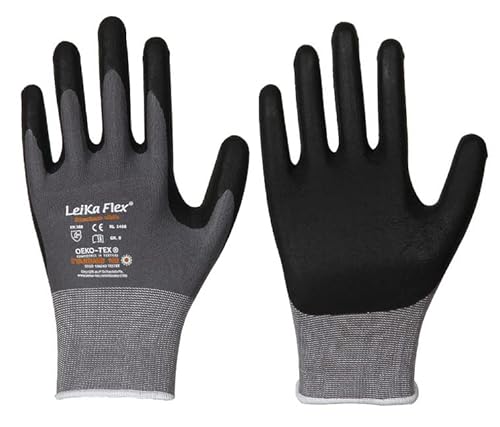 LeiKaFlex 1466 Feinstrick-Handschuh mit Nitril - Foam-Beschichtung 12 Paar Packung/Gr. 7-12 (9) von LeiKaFlex