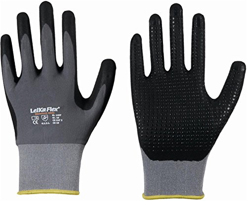 LeiKaFlex 6 x Nylon-Strick-Handschuh EN388 CE Cat 2 benoppt Größe 10 von LeiKaFlex