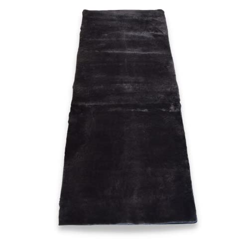 Leibersperger Felle Hochwertiger Lammfell Teppich - 140 x 60 cm – Auflage für Couch und Sessel - Besonders schonend für den Sessel - Multifunktional - Strapazierfähig – Sehr pflegeleicht (Schiefer) von Leibersperger