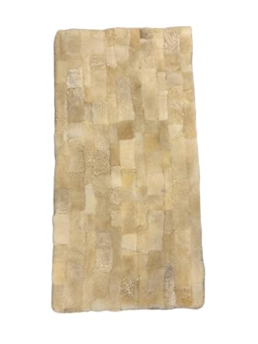 Leibersperger Lammfell-Decke, Patchwork-Auflage für Sofa und Sessel, Beige, 120 x 60 cm von Leibersperger