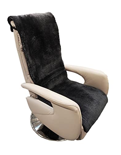 Sesselschoner Lammfell Premium Sesselauflage Relax, Sesselschutz - Breite 50 cm (Länge 200 cm, Schiefer) von Leibersperger