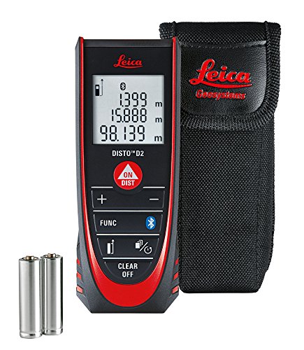 Leica DISTO D2 – funktioneller Laser Entfernungsmesser mit Bluetooth (App-Nutzung) für Distanz-, Flächen- und Volumenmessungen (Innenbereich & automatische Endstückerkennung) von Leica
