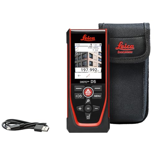 Leica DISTO D5 – professioneller Laser Entfernungsmesser mit Bluetooth (App-Nutzung), Zielsucher (Innen- und Außenbereich) und Neigungssensor für Höhentracking, Profil- und Winkelmessung von Leica