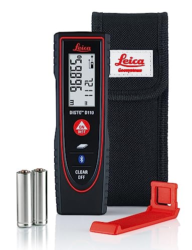 Leica DISTO D110 – kompakter Laser Entfernungsmesser mit Bluetooth (App-Nutzung) für Distanz- und Flächenmessungen (Innenbereich mit 60 m Reichweite) von Leica