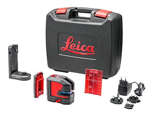 Leica Lino L2 – Kreuzlinienlaser mit Li-Ion Akku, Ladegerät und innovativem magnetischem Adapter im Koffer (roter Laser, Arbeitsbereich: 25 m), 110 x 60 x 110, Schwarz, Rot von Leica