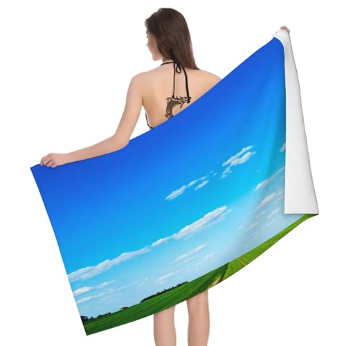 Mikrofaser Strandtuch Blau Himmel Weiß Wolke Groß 100x200 cm, 3D Einfach Badetuch für Erwachsene Weiches Leicht Handtuch Schnelltrocknend Sandfreies Strandhandtuch von Leichong