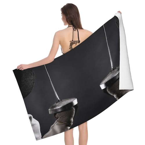 Mikrofaser Strandtuch Fechten 160x80 cm, 3D Sportstil Badetuch für Erwachsene Weiches Leicht Handtuch Schnelltrocknend Sandfreies Strandhandtuch von Leichong