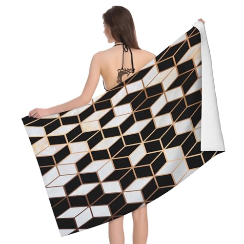 Mikrofaser Strandtuch Geometrische Raute 160x80 cm, 3D Marmor Muster Badetuch für Erwachsene Weiches Leicht Handtuch Schnelltrocknend Sandfreies Strandhandtuch von Leichong