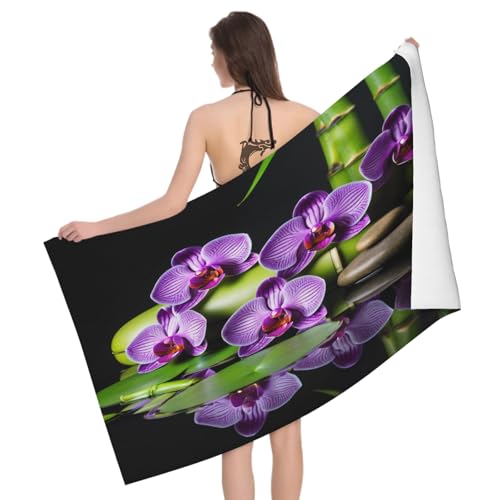 Mikrofaser Strandtuch Orchidee 180x90 cm, 3D Zen Badetuch für Erwachsene Weiches Leicht Handtuch Schnelltrocknend Sandfreies Strandhandtuch von Leichong