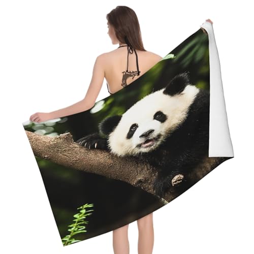 Mikrofaser Strandtuch Pandabär 180x90 cm, 3D Pandabär Badetuch für Erwachsene Weiches Leicht Handtuch Schnelltrocknend Sandfreies Strandhandtuch von Leichong