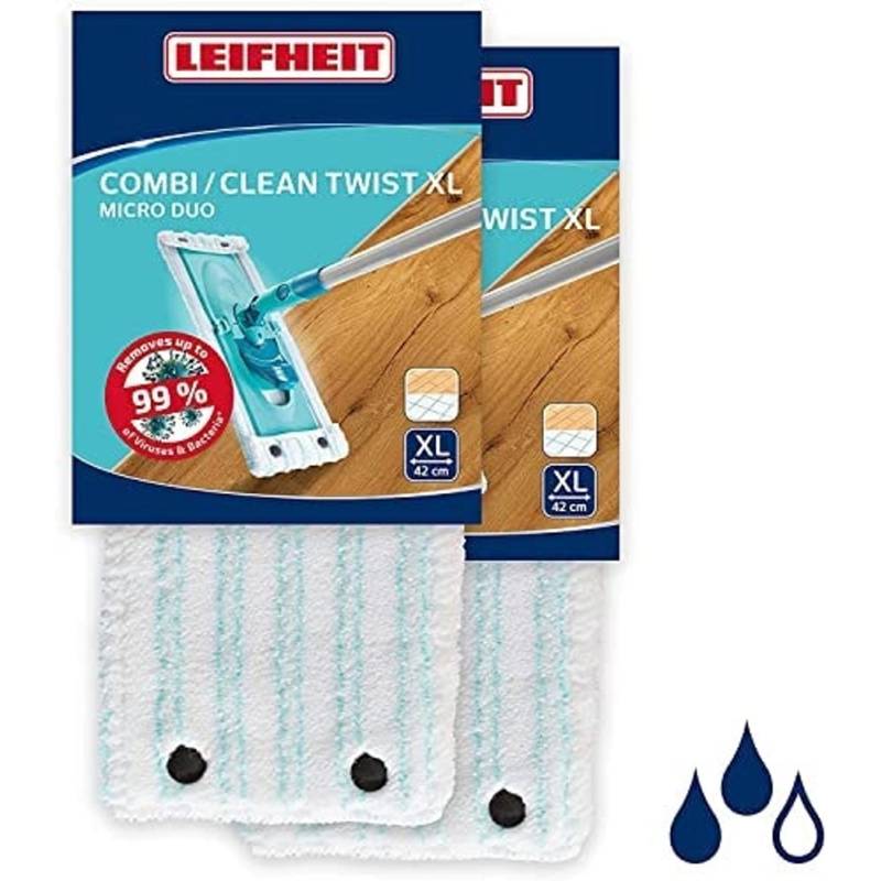 Leifheit 2er Set Wischbezug Combi/CLEAN TWIST XL 42cm Bezug Glatte Böden von Leifheit