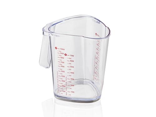 Leifheit Messbecher 1L, mit mehrsprachigen Messskalen für Mehl, Zucker und Flüssigkeiten, gummierter Boden, spülmaschinengeeignet, ideal zum Backen und Kochen, measuring cup, Messkanne von Leifheit