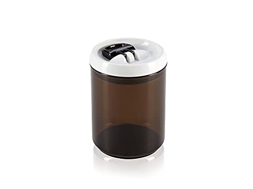 Leifheit Fresh and Easy Kaffee Vorratsbehälter, 1, 4 L, rund, luft- und wasserdichte Vorratsdose mit patentierter Einhand-Bedienung, Frischhaltedose, stapelbare Aufbewahrungsboxen, Kaffeebohnen von Leifheit