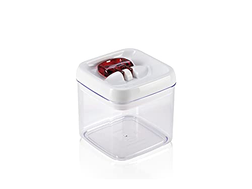 Leifheit Fresh and Easy Vorratsbehälter 1, 0 L, eckig, luft- und wasserdichte Vorratsdose mit patentierter Einhand-Bedienung, Frischhaltedose, stapelbare Aufbewahrungsboxen, transparent, rot Leifheit Fresh and Easy Vorratsbehälter 1, 0 L, eckig, luft- und wasserdichte Vorratsdose mit patentierter Einhand-Bedienung, Frischhaltedose, stapelbare Aufbewahrungsboxen, transparent, rot von Leifheit