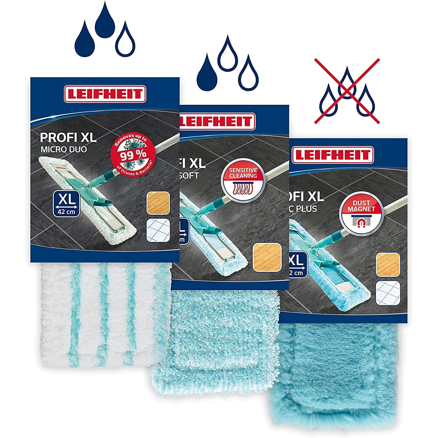 Leifheit 3er Set Wischbezug Profi XL 42cm Bezug für Verschiedene Böden Leifheit 3er Set Wischbezug Profi XL 42cm Bezug für Verschiedene Böden von Leifheit