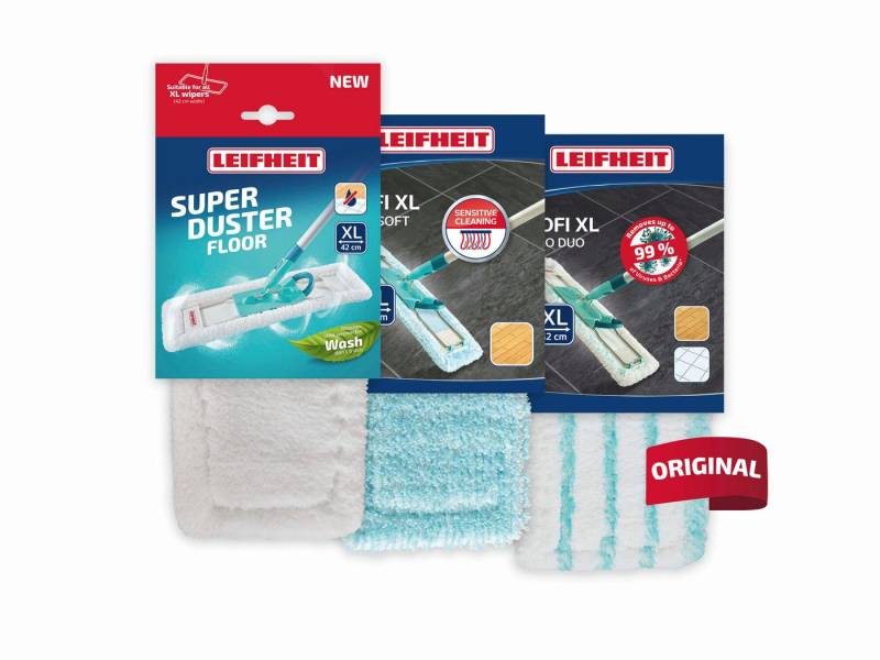 Leifheit 3er Set Wischbezug Profi XL Wischbezug (Mikrofaser,Kunstfaser, 18.0x50.0 cm, 3-tlg., Allround-Bodenreinigung, hygienisch reinigen, Staubbezug inklusive) von Leifheit