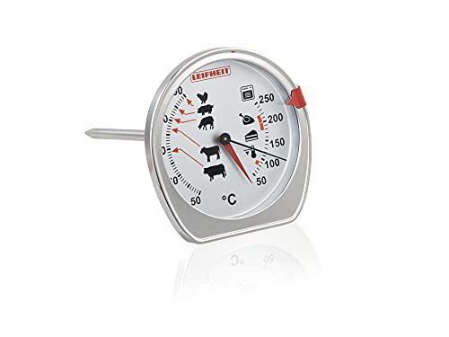 Leifheit Braten- und Ofenthermometer, kombinierte Anzeige für Ofentemperatur und Kerntemperatur auf einem Blick, Grillthermometer mit Skala für ideale Garpunkte, spülmaschinengeeignet, Edelstahl von Leifheit