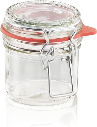 Leifheit Drahtbügelglas, 135 ml, spülmaschinenfestes Einmachglas, Vorratsglas zum Einlegen, Einmachen und Einkochen, dekoratives Einmachglas mit Deckel von Leifheit