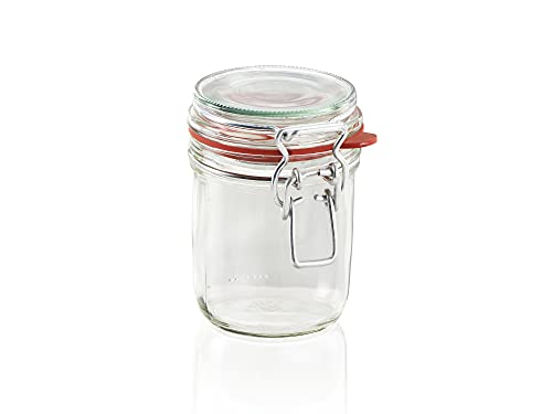 Leifheit Drahtbügelglas, 370 ml, spülmaschinenfestes Einmachglas, Vorratsglas zum Einlegen, Einmachen und Einkochen, dekoratives Einmachglas mit Deckel von Leifheit