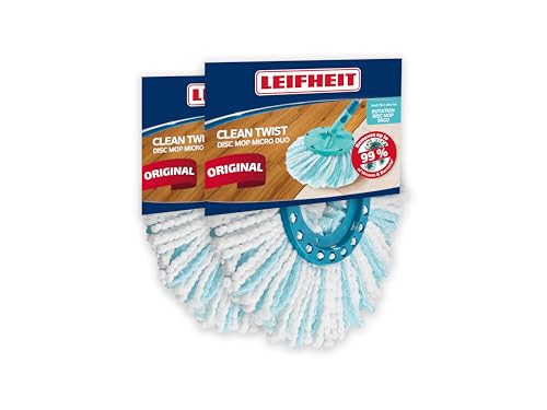Leifheit Ersatzkopf CLEAN Twist Disc Mop Ergo Micro Duo 2er Set, Wischbezug, Ersatzbezug, 2er Set, für Bodenwischer CLEAN Twist von Leifheit