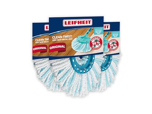 Leifheit Ersatzkopf CLEAN Twist Disc Mop Ergo Micro Duo 3er Set, Wischbezug Ergo, Ersatzbezug, 3er Set, für Bodenwischer CLEAN Twist Ergo von Leifheit