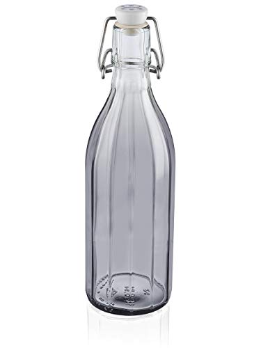 Leifheit Flasche Facette 3er Set 0, 5 L Smokey Grey, Einmachflasche mit Bügelverschluss ideal für Selbstgemachtes, Öle und Essig, Likörflasche dekorative Glasflasche, Bügelflasche, glass bottle, grau von Leifheit