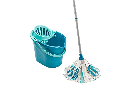 Leifheit Set Power Mop 3-in-1 mit saugstarken Fasern, komplettes Wischset mit Wischmopp und Eimer, Wischer mit flexiblen Viskose-Mopkopf-Streifen, Bodenwischer für Fliesen und Laminat von Leifheit