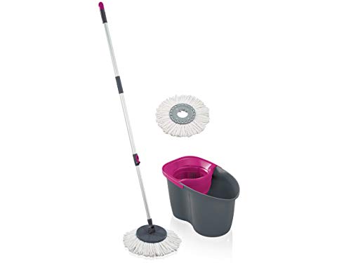 Leifheit Set Clean Twist Disc Mop 60 Years Edition pink, Wischer für nebelfeuchte Reinigung, Wischmopp mit Schleudertechnologie, Schleudermop ohne Fußbedienung, Bodenwischer mit Click-System von Leifheit