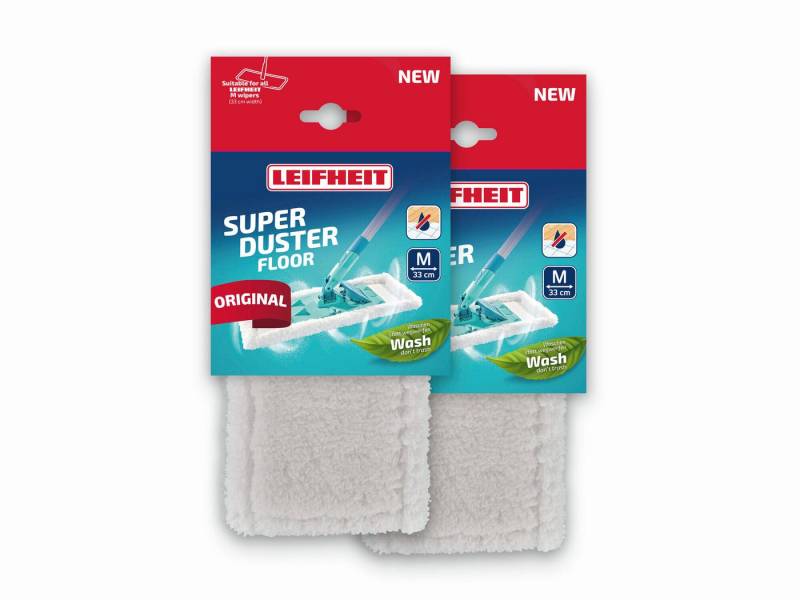 Leifheit Staubbezug SUPERDUSTER Floor M 2er Set Wischbezug (Mikrofaser, 16.0x39.0 cm, 2-tlg., langlebig, waschbar, kompatibel mit Größe XL Wischer) von Leifheit
