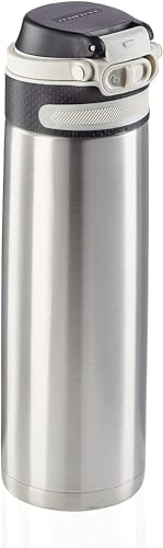Leifheit Thermobecher Flip 600ml, Kaffeebecher 100% dicht, praktisches Öffnen mit einer Hand, Trinkbecher to go mit Filter für Wasser mit Obststücken, hält Getränke bis zu 6 Stunden heiß, silber Leifheit Thermobecher Flip 600ml, Kaffeebecher 100% dicht, praktisches Öffnen mit einer Hand, Trinkbecher to go mit Filter für Wasser mit Obststücken, hält Getränke bis zu 6 Stunden heiß, silber von Leifheit