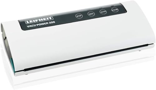 Leifheit Vakuumiergerät Vacu Power 300, Vakuumierer zum Konservieren, Lebensmittel bleiben 8x länger frisch, ideal zum Sous-Vide-Garen, Folienschweißgerät inkl. 10 Vakuumierbeuteln 20x30cm von Leifheit