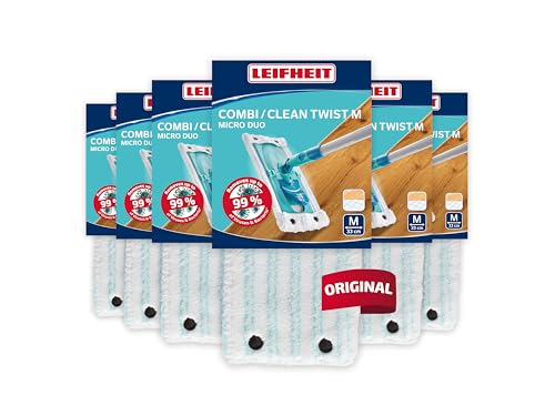 Leifheit Wischbezug CLEAN Twist M/Combi M Micro Duo 6er Set, Bodenwischer Ersatzbezug, Wischbezug aus Mikrofaser, für alle Böden von Leifheit